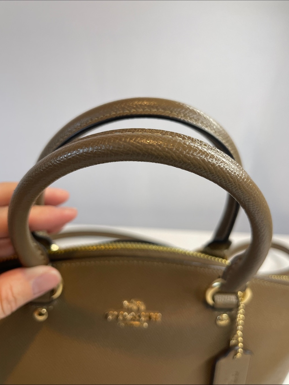 Coach H2522-CCM70 Sadie Satchel Taupe Crossgrain Leather Crossbody Bag - Picture 7 of 9